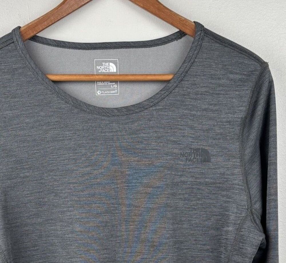 The North Face womens Gray Pullover Large Flash dry Long Sleeve Shirt Activewear